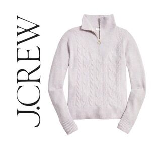 J. Crew 1/2 Zip Cable Knit Wool Blend Sweater Extra-Soft Heathered Gray